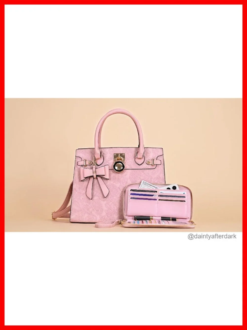 Vegan Leather Satchel Tote Handbag with Matching Wallet Clutch Set for Women